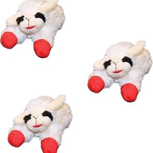 (3 toys) Multipet Lambchop 6" Mini Plush Lamb Chop Dog Toy. 3 Pack XS toys NEW